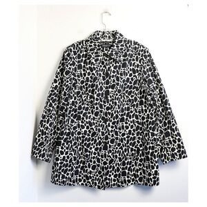 Jones NY jacket giraffe animal print black ivory plus size 2X cotton trendy